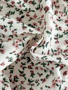 SHEIN 女童套裝，2件式休閒學院風蝴蝶結裝飾翻領長袖拼接娃娃上衣與寬鬆休閒長褲套裝，適合日常穿著 - 彩色 - 查看 5