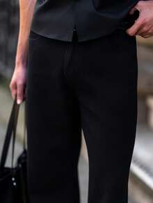YOUESAWY YOUESAWY Men's Y2K Straight Leg Washed Casual Jeans, Minimalist Black Denim Pants - Black - View 5