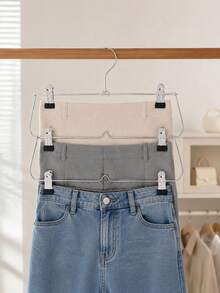 1pc Multi-Layer Hanger Skirt Rack With 12 Clips Space Saving Clothing Storage Rack Hanger Wardrobe Folding Pants And Skirt Hanger - Multicolor - View 8