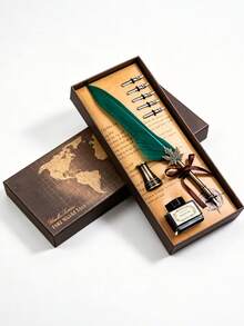 1 Set Jubaboz Calligraphy Brush Pen With Stamp And Sealing Wax, Feather Pen, Ink, - multicolor - View 11