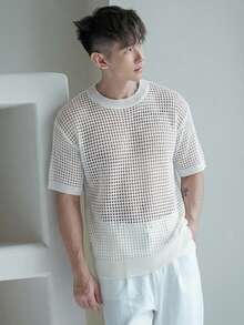 DAZY Men's Colorblock Summer Knit Top - White - View 3
