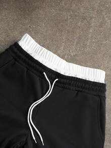 GALLERY FADE Men's Drawstring Waist Letter Print Casual Versatile Daily Wear Sweatpants - Black - View 5