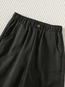 SHEIN 小男孩休閒舒適學院風 格紋長袖襯衫與純色直筒長褲套裝 - 彩色 - 查看 8