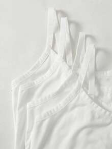 SHEIN Girlism 青少年女孩 4件組休閒修身細肩帶背心上衣，適合春夏秋冬，紅、黑、粉、黃 - 白色 - 查看 6