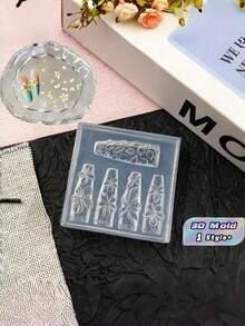 3D Flower Nail Art Mold, Camellia Orchid Lily 5-Petal Blossom Stamp Plate, Clear Silicone Stamping Tool For Spring Summer Nail Design - Clear - View 1