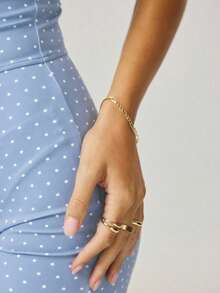 Aralina Polka Dot Print Backless Halter Romper Workout Gym Summer Casual World Cup Fan Outfit - Blue - View 10