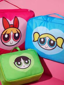 THE POWERPUFF GIRLS X SHEIN 可愛卡通圖案印花收納袋，分類收納，適用於多種包款尺寸，女孩，，旅行，便攜，耐用 - 彩色 - 查看 3