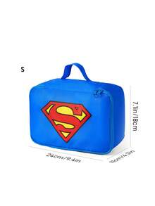 SUPERMAN X SHEIN Logo Printed Polyester Travel Storage Bag, Sorting Organizer, Multiple Sizes Available, - blue-red - View 5