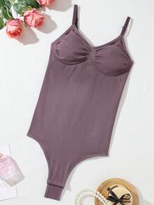 SHEIN Solid Wireless Shapewear Bodysuit - Mauve Purple - View 3
