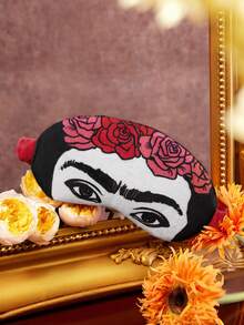 Frida Kahlo X SHEIN 印花睡眠遮光眼罩，可有效遮光，柔軟面料 - 紅白黑 - 查看 2