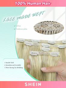 4PCS Clip In Hair Extensions Real Human Hair, Remy Human Hair Extensions Clip Ins For Women, Natural Human Hair, 70g-80g - S18/613 - View 4