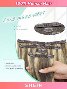 4PCS Clip In Hair Extensions Real Human Hair, Remy Human Hair Extensions Clip Ins For Women, Natural Human Hair, 70g-80g - S4/27 - View 4