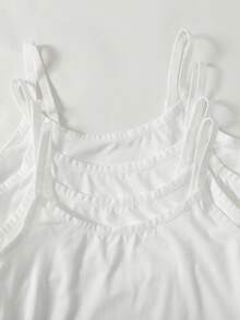 SHEIN Girlism 青少年女孩 4件組休閒修身細肩帶背心上衣，適合春夏秋冬，紅、黑、粉、黃 - 白色 - 查看 5