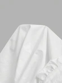 SHEIN MOD 大码女式纯棉彼得潘领修身泡泡袖短袖衬衫，夏季短袖上衣 - 白色 - 查看 10