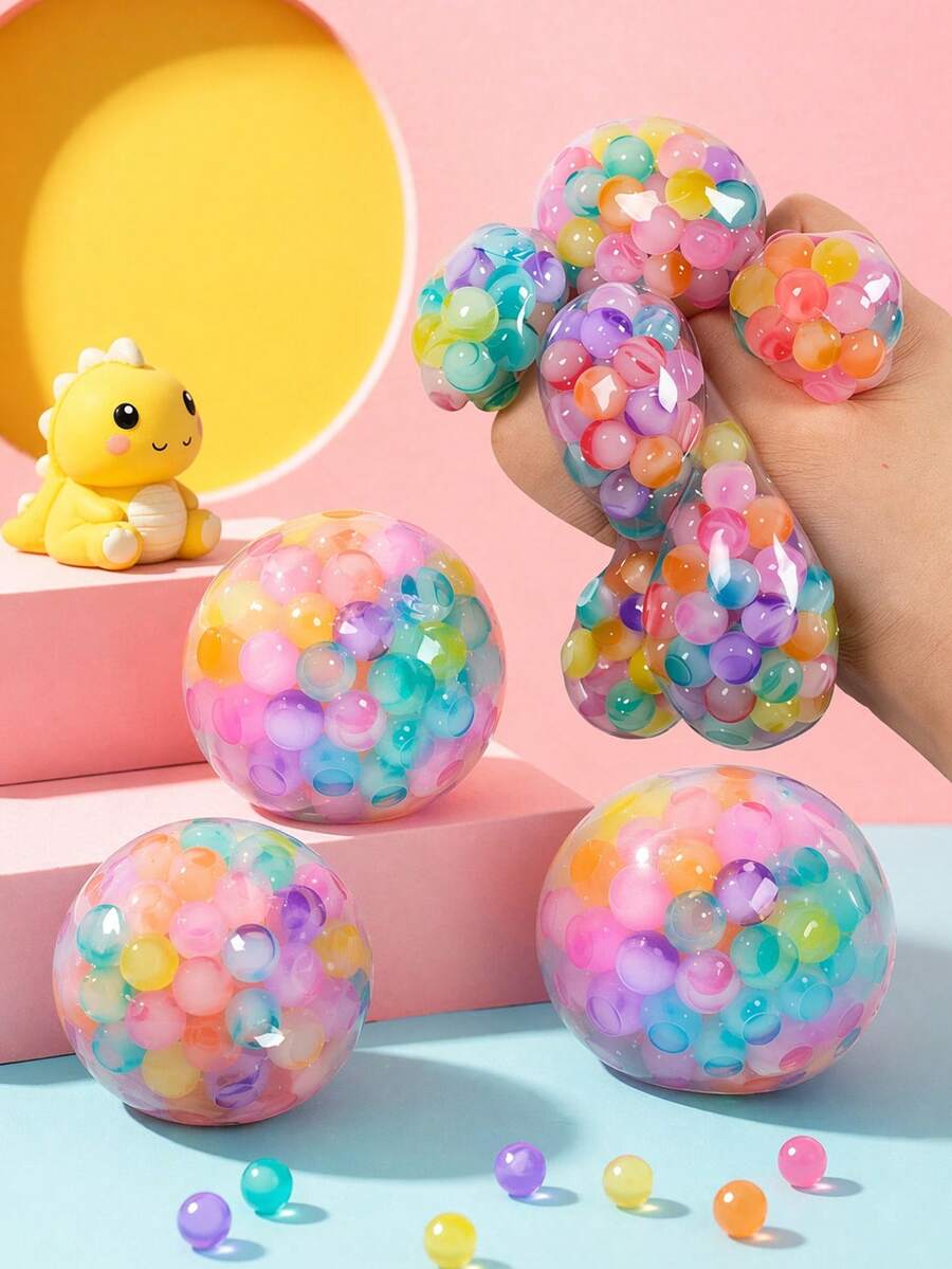 POKOJA LAND 1pc Pastel Spherical Desk Pet - Tactile Sensory Squeeze Feedback Pressure Relief Ball Figurine - Aesthetic Room Decor For Home Office Bedside Table - Heartfelt Gift For Women Men Best Friends - Multicolor - View 1