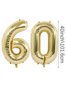 MINKOJA 2pcs 40 Inch (Approx 101.6 Cm) Platinum Giant Number Helium Foil Balloons, Large Digit Balloons For Birthday Party, Graduation, Anniversary, Party Decor - gold - View 15