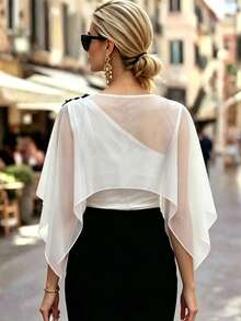 GlowEve Women's Casual Daily Round Neck Raglan Sleeve Side Slit Button T-Shirt - White - View 2
