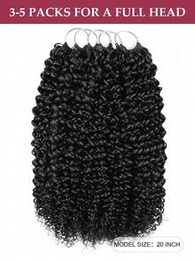 Boho Braids 羽毛鉤編真人髮 捲曲捲髮 14-20英吋 女性用 50g/150g/250g 輕量無結羽毛接髮 預分束隱形奇蹟結髮接髮 可重複使用真人鉤編髮 自然色 - Natural Black - 查看 7