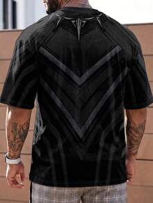 Gym Rark 男士黑色與灰色幾何圖案快乾棉質透氣圓領健身跑步T恤 - 彩色 - 查看 2