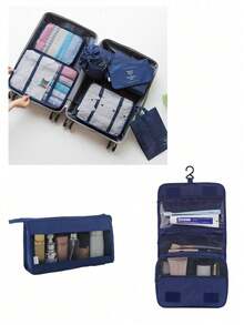 9pcs/7pcs/1pc Travel Organizer Set, Packing Cubes, Clothes Storage Bags, Toiletry Bag, Makeup Bag, Data Cable Organizer, Shoe Bag, Underwear Pouch, Garment Organizer, Suitable For Shirts, Lingerie, Clothing, Cosmetics, Lipsticks, Eyeshadow, Foundation, Brushes And Toiletries Like Toothbrush, Toothpaste, Facial Cleanser, Toner, Lotion, Cream, For Travel, Hospitalization, Packing Luggage, Dorm, School, Vacation - Multicolor - View 14