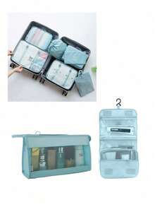 9pcs/7pcs/1pc Travel Organizer Set, Packing Cubes, Clothes Storage Bags, Toiletry Bag, Makeup Bag, Data Cable Organizer, Shoe Bag, Underwear Pouch, Garment Organizer, Suitable For Shirts, Lingerie, Clothing, Cosmetics, Lipsticks, Eyeshadow, Foundation, Brushes And Toiletries Like Toothbrush, Toothpaste, Facial Cleanser, Toner, Lotion, Cream, For Travel, Hospitalization, Packing Luggage, Dorm, School, Vacation - Multicolor - View 18