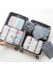 9pcs/7pcs/1pc Travel Organizer Set, Packing Cubes, Clothes Storage Bags, Toiletry Bag, Makeup Bag, Data Cable Organizer, Shoe Bag, Underwear Pouch, Garment Organizer, Suitable For Shirts, Lingerie, Clothing, Cosmetics, Lipsticks, Eyeshadow, Foundation, Brushes And Toiletries Like Toothbrush, Toothpaste, Facial Cleanser, Toner, Lotion, Cream, For Travel, Hospitalization, Packing Luggage, Dorm, School, Vacation - Multicolor - View 21