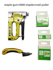 Manual Stapler Set - 4-In-1 Stapler For Wood, Fabric, Furniture, Roofing Felt - Staple Gun, 1600 Nails And 800 Nails Set Available - Yellow - View 7