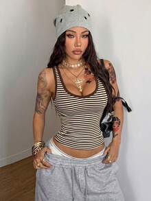 Coolane Women's All-Season Streetwear Vintage Concert Rave Top Festival Going Out Night Out R - Brown - View 2