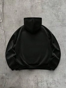 AXEPEAK 休閒運動學院風街頭賽車色塊拼接拼接長袖連帽衛衣 - 黑色 - 查看 2