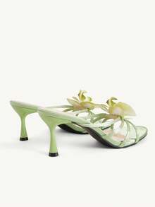 CUCCOO CHICEST Women's Shoes Spring And Summer New Round Toe Light Green Ding Gentle And Elegant Phalaenopsis Decorative Sandals Stiletto With Sandals - Light green - View 6