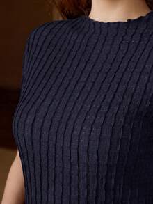 MOTF PREMIUM WOMEN'S PLUS SIZE SPRING/SUMMER MOCK NECK SHORT SLEEVE TOP - Royal Blue - View 5