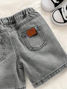 SHEIN 男婴蓝色牛仔直筒短裤 - 淺灰色 - 查看 8