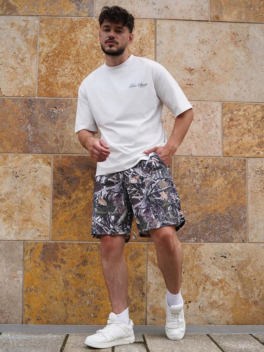 LEOGASHI LEOGASHI Men's Digital Print Loose Woven Shorts, Suitable For Summer, Streetwear Style - Multicolor - View 1