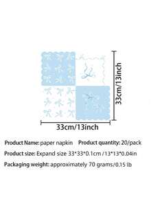 Light Blue Bowknot Birthday Party Decorations Set, Disposable Tableware Kit With Tablecloth Banner Paper Plates Napkins Paper Cups Party Supplies - Multicolor - View 16