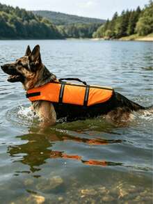 1pc Adjustable Dog Life Jacket, High Buoyancy With Rescue Handle, Suitable For Small, Medium And Large Dogs For Swimming And Boating - Orange - View 5