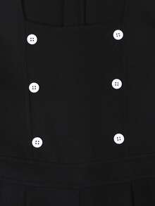 SHEIN Girls' Puff Sleeve Fitted Jumpsuit, Back Zipper Colorblock Wide Leg,Back-To-School,Cute,Vacation - Black - View 6
