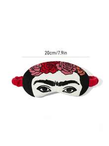 Frida Kahlo X SHEIN 印花睡眠遮光眼罩，可有效遮光，柔軟面料 - 紅白黑 - 查看 3