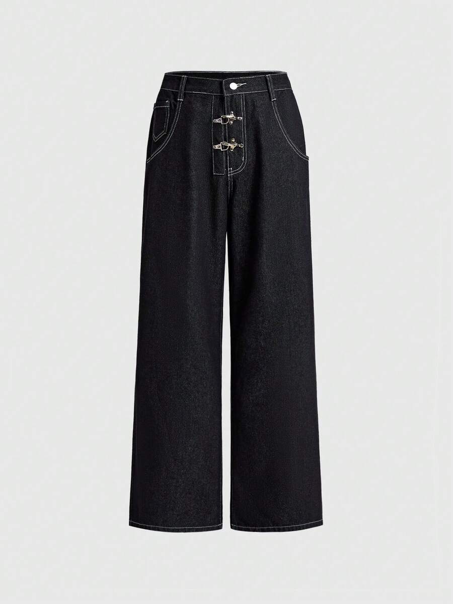 SWAVVY Men's Woven Fashion Casual Loose Long Pants - Black - View 1