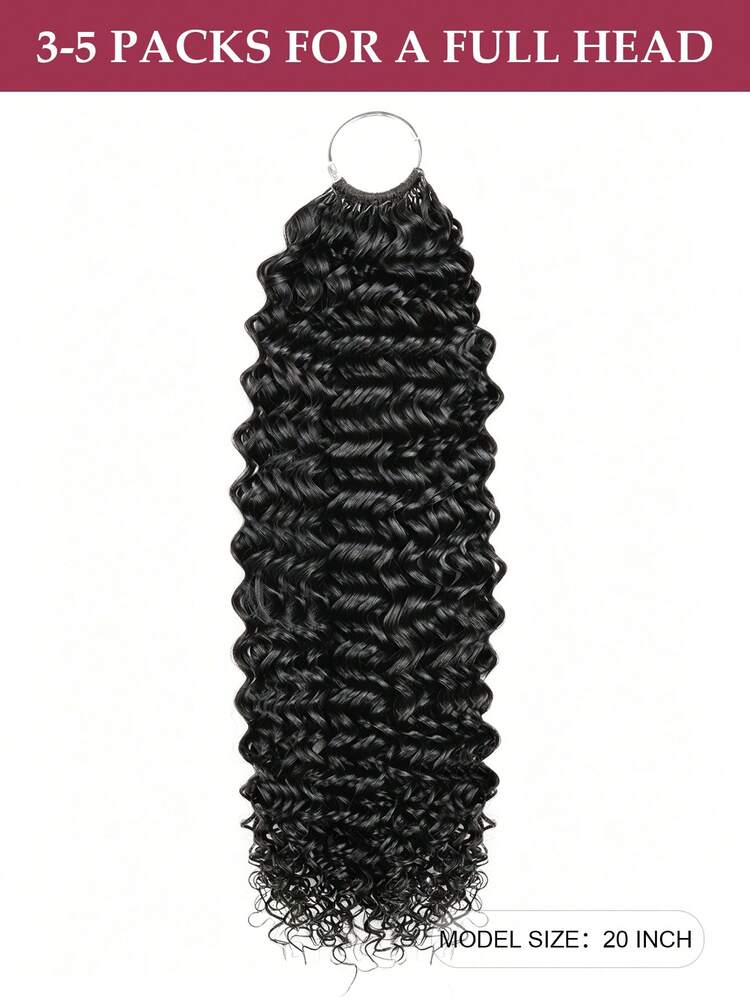 Boho Braids 羽毛鉤編真人髮 捲曲捲髮 14-20英吋 女性用 50g/150g/250g 輕量無結羽毛接髮 預分束隱形奇蹟結髮接髮 可重複使用真人鉤編髮 自然色 - Natural Black - 查看 3