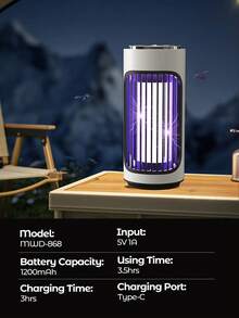 Teckwe Rechargeable Mosquito Killer Lamp, Home Mosquito Attractant And Repellent, Can Be Used On A Table Or Wall, Convenient Mosquito-Killing Gadget - Charging model - View 5
