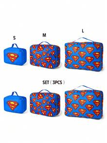 SUPERMAN X SHEIN Logo Printed Polyester Travel Storage Bag, Sorting Organizer, Multiple Sizes Available, - blue-red - View 8