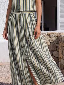 Nöista STRIPED SET ( CROP TOP AND MAXI SKIRT) - Army Green - View 6