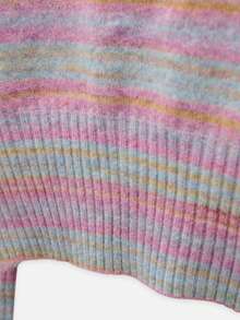 Nöista Multicolor Striped Knit Sweater With Ribbed Waist. Fall, Back To School And Everyday Style. - Pink - View 13