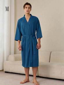 SHEIN 1 buah Jubah Mandi Waffle, Menyerap Keringat dan Cepat Kering, Pakaian Tidur Unisex, Jubah Mandi Musim Semi/Panas untuk Homestay, Hotel, SPA, Potongan Longgar, Berbagai Warna, Desain Minimalis, Perlengkapan Kamar Mandi & Rumah untuk Kembali ke Sekolah - MultiWarna - View 22