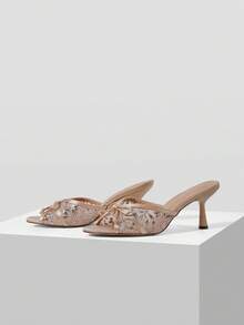 MOTF WOMEN'S FASHION SEQUINED MESH SANDALS - Apricot - View 7