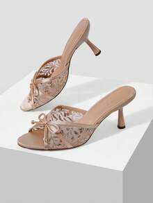MOTF WOMEN'S FASHION SEQUINED MESH SANDALS - Apricot - View 8