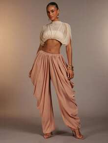 Hauture Damen lockere lässige vielseitige Urlaubs-Hose mit schmal zulaufendem Bein, Sommer - Orange - Übersicht 1