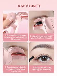 JMMO Rechargeable Heated Eyelash Curler With 3 Temperature Modes, USB Portable Electric Lash Curler Long Lasting Natural Lashes Lift Makeup Tool For Women - Multicolor - View 5