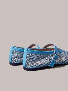 Styleloop Ladies, Willow Nails, Buckles, Flat Shoes. - Light blue - View 4
