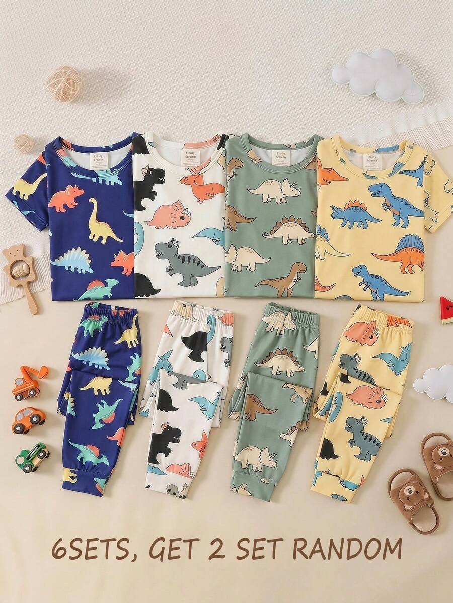 Setelan Santai Bayi Laki-Laki Minimalis Kasual Slim Fit Kerah Bulat Nyaman Lengan Pendek Celana Panjang Set Multi-Potong Cocok Untuk Musim Semi/Panas Pas Ketat - MultiWarna - View 1
